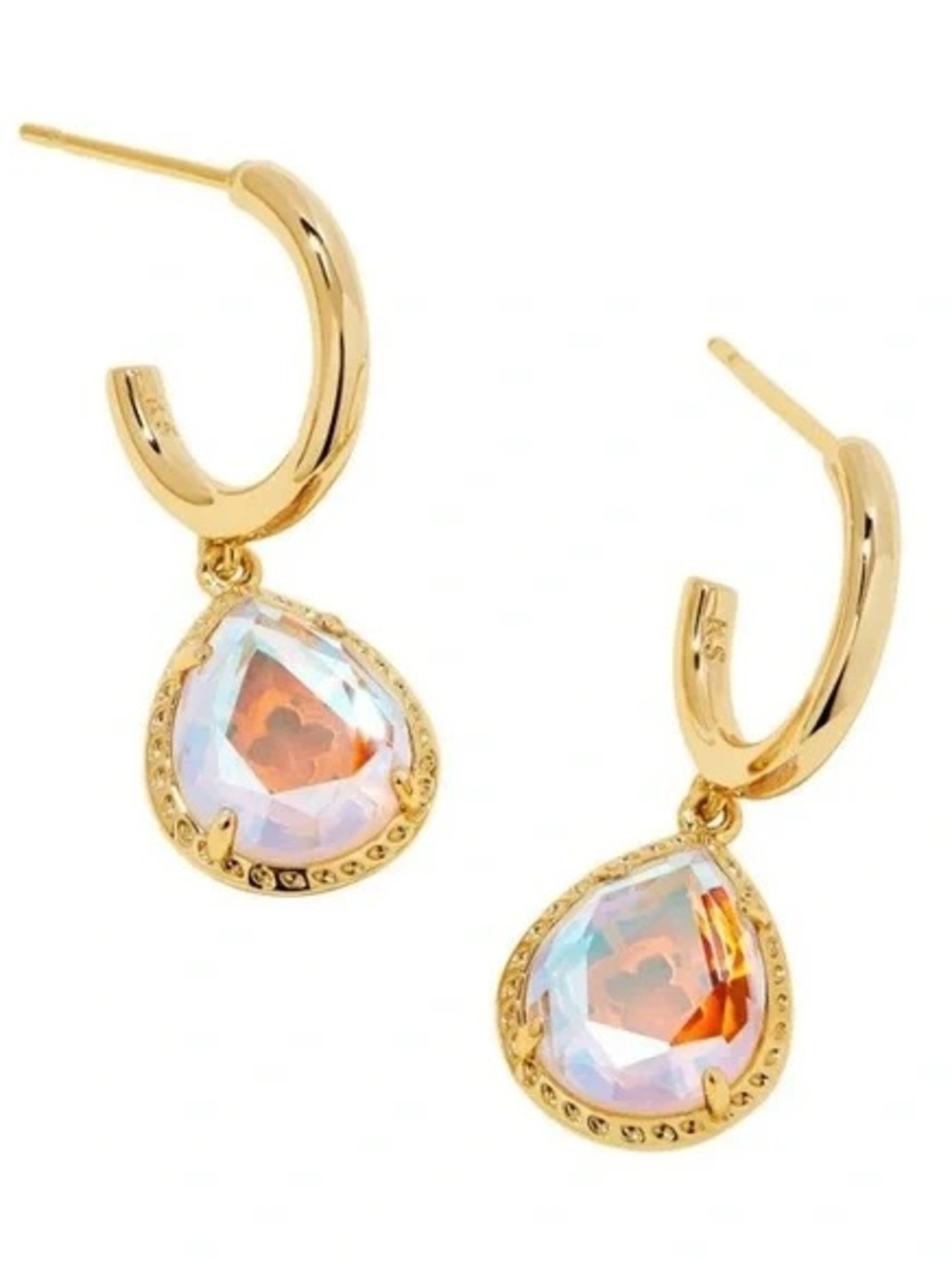 Kendra Scott Sami Huggie Dichroic Glass Gold Teardrop - Earrings NWT
